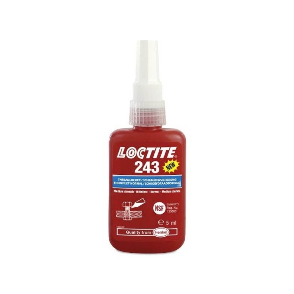 Freinage des filetages Loctite 243 résistance moyenne - flacon de 5 ml