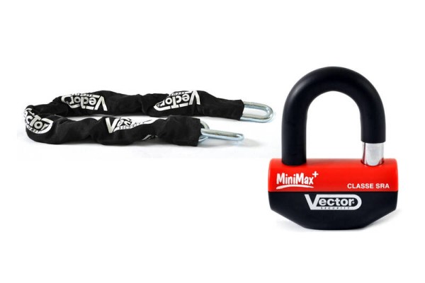 Kit antivol VECTOR avec chaîne 1,10m + antivol/disque MiniMax+ Antivol