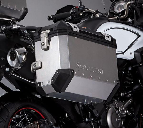 Valises latérales "Alu Box" argent/noir pour Suzuki V-Strom 650 BJ. 2012-2016