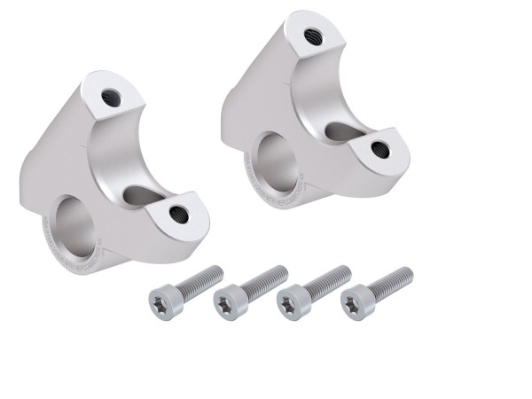 Réhausse de guidon H=30 mm avec décalage de 24 mm en arrière argent pour BMW R 1250 RT (21-) Hepco & Becker