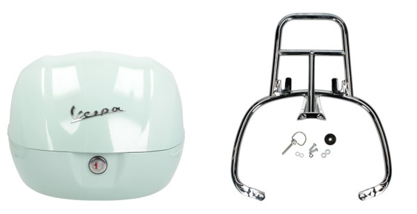 Kit top case 32L latte menta (350/A), porte-bagages chrome pour Primavera