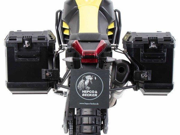 Xplorer Cutout valise noire + support cutout pour Aprilia Tuareg 660 (25-) Hepco & Becker