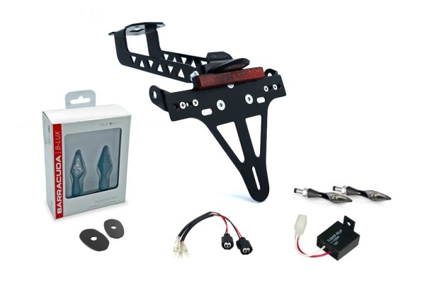 Support de plaque d'immatriculation (y compris les clignotants Barracuda avant + arrière) pour Kawasaki Versys 1000 (19-)