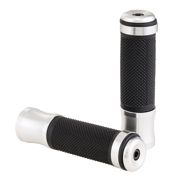 Poignées Ø 24/24 mm, L 125 mm pour Vespa PX 125-200ccm, noir/argenté