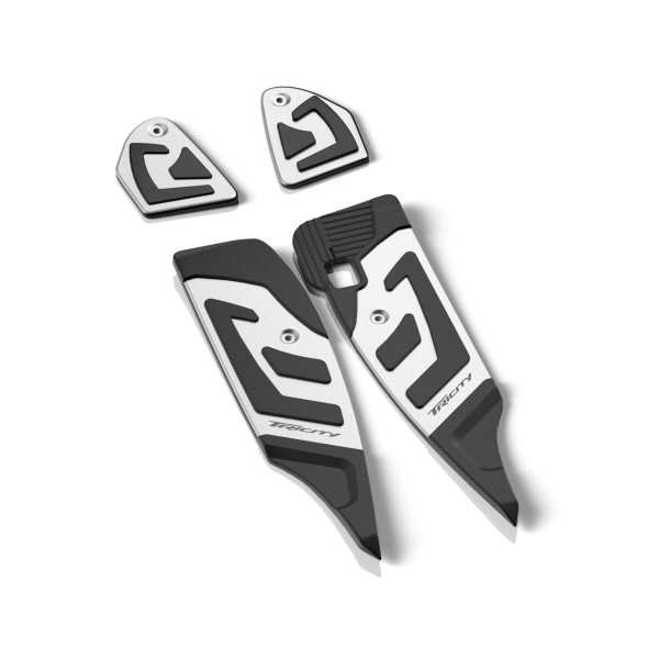 Jeu de repose-pieds en aluminium argenté pour Yamaha Tricity 300 (23-) d'origine