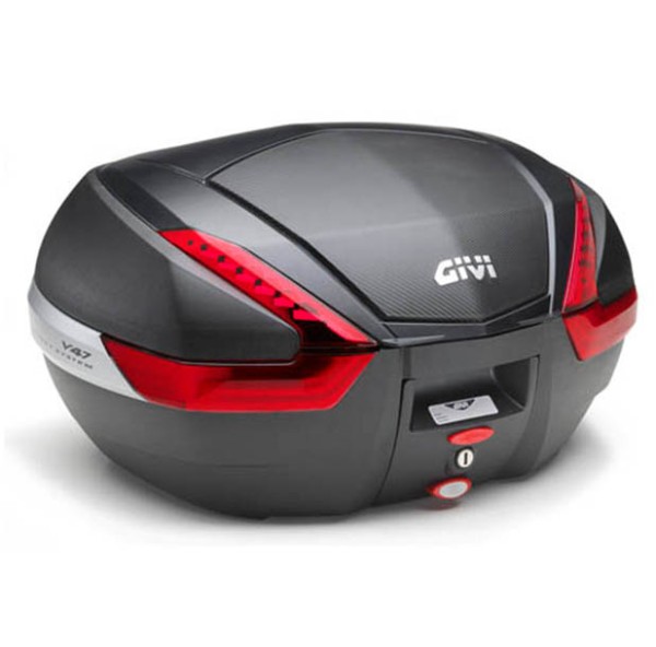 V47 MONOKEY Topcase 47 litres noir / carbone avec réflecteurs rouges d'origine Givi