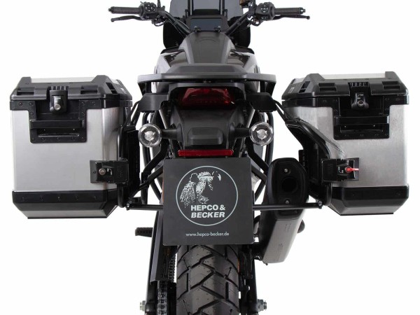 Kit de support de valises Cutout y compris kit de valises Xplorer Cutout argent pour Harley Davidson Pan America (21-)