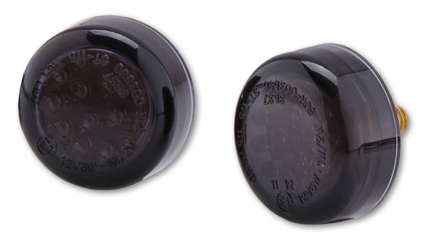 HIGHSIDER Smart Micro Disc LED clignotants corps noir / lentille gris fumée (paire), avant & arrière