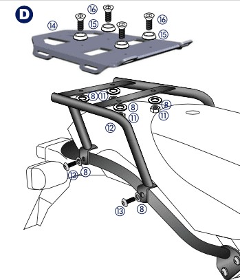 Porte-bagages arrière souple Minirack noir pour BMW HP2 /Enduro/Megamoto (05-08) Hepco & Becker