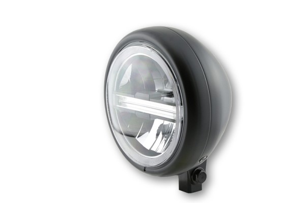 HIGHSIDER pro 5 3/4 pouces Phare Pecos type 6 LED noir Fixation inférieure, Avec TFL