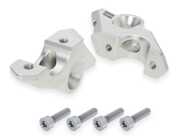 Réhausse de guidon H=30 mm avec décalage de 33 mm en arrière argent pour BMW R 1300 GS (23-) Hepco & Becker