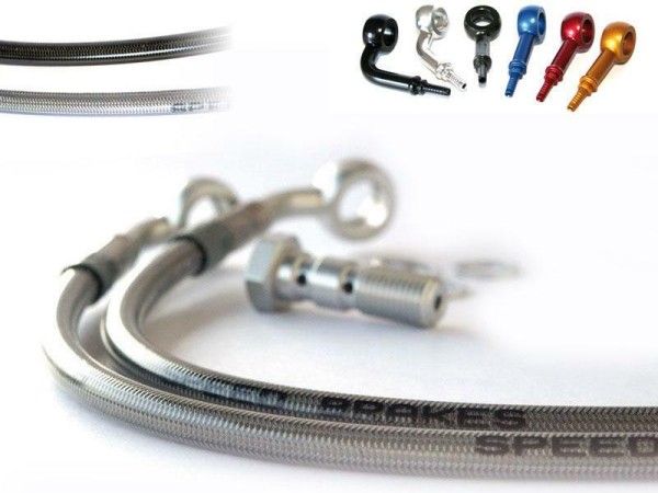 SPEEDBRAKES Aviation Tuyau de frein acier inoxydable/noir Raccord