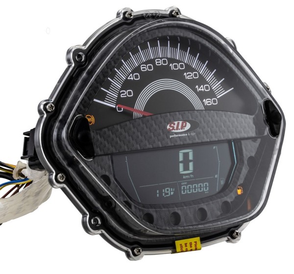 Compte-tours/tachymètre pour Vespa GTS/GTS Super/GTS SuperSport, i.e., 125-300ccm (-'14), carbon-look