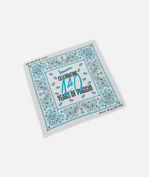 Bandana Vespa "140 ans de Piaggio" blanc bleu