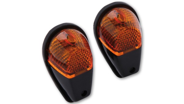 HIGHSIDER Clignotants de carénage Smart Ampoules Boîtier des clignotants noir / Lentille orange (paire), Avant