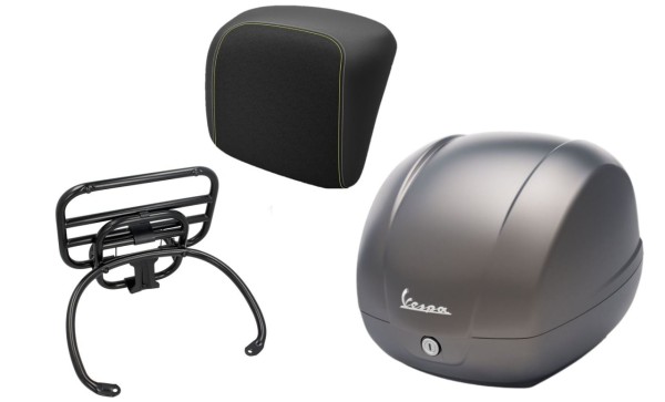 Kit top case 36L gris quartz (G22), porte-bagages noir pour Vespa GTS 125/300/310