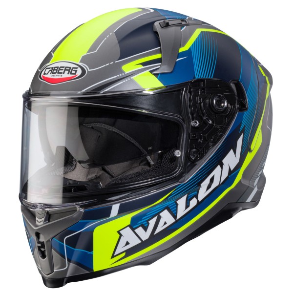 Caberg casque Avalon X Optic gris mat/bleu-fluo-jaune