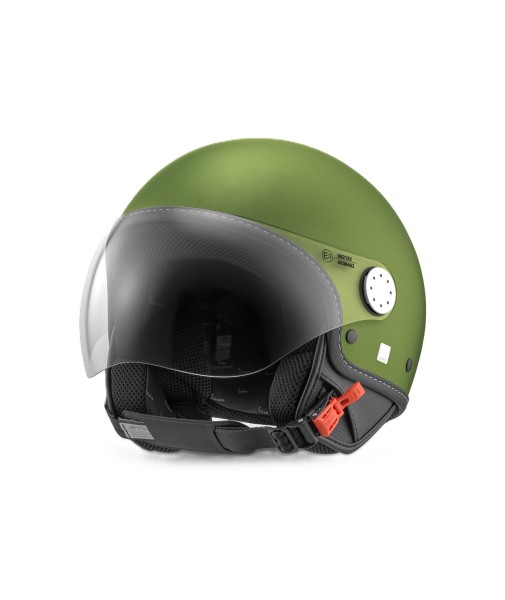 Casque jet Vespa, visière longue Vespa, vert mat