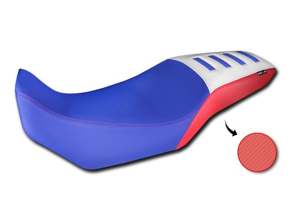 Housse de siège Comfort en fibre 3D pour Honda XL 750 Transalp, bleu / rouge / blanc
