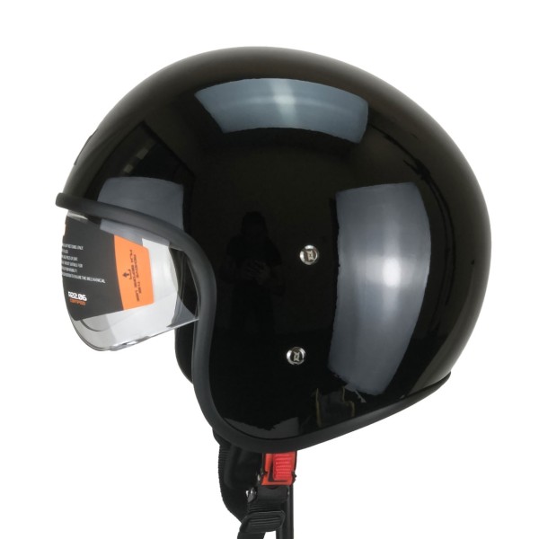 Casque jet Axxis Hornet Fiber SV, couleur unie, noir brillant, fibre de verre, ECE 22.06