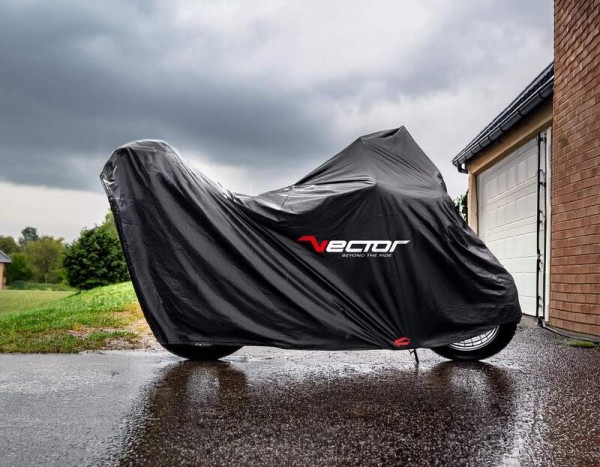 VECTOR H2O Bâche intérieure/extérieure pour moto/scooter avec top case pare-brise haut - Noir