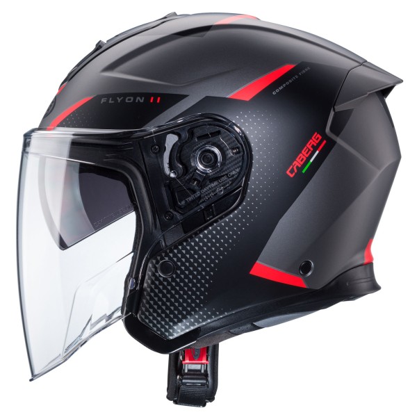 Caberg casque Flyon II Boss gris mat/rouge-noir