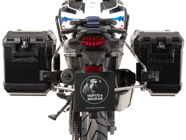 Kit de valises Xplorer Cutout noir + support Cutout argent pour Honda CRF 1100L Africa Twin Adventure