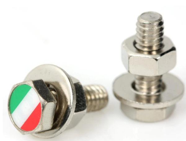 Vis de plaque d'immatriculation/support "SIP TRICOLORE" pour Vespa, hexagonale, M6x20 mm