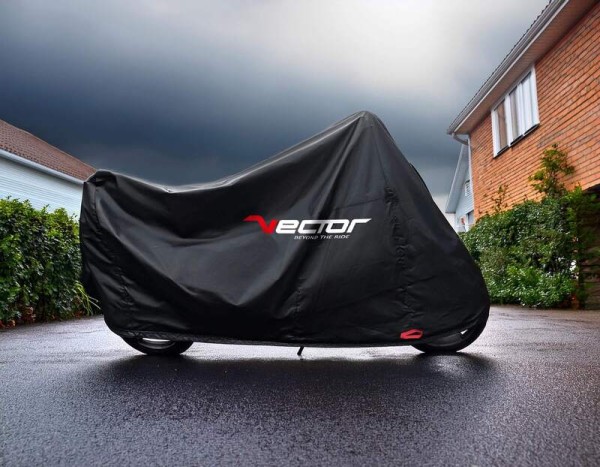 VECTOR H2O Bâche de protection intérieure/extérieure pour moto/scooter avec pare-brise haut - Noir - L