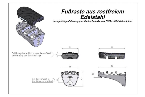 SW-Motech Repose-pieds réglables ION, acier inoxydable, pour Honda CRF 1000 L Africa Twin - SW Motech
