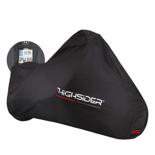 HIGHSIDER pro Bâche d'extérieur Noir XL, Avec fenêtre pour plaque d'immatriculation (1pc)