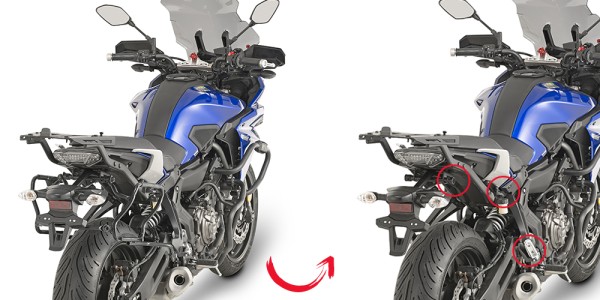 Support de valises latérales amovible pour Yamaha MT-07 Tracer (année 16-18) Givi