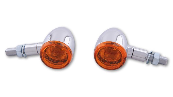 HIGHSIDER Smart Bullet Light ampoules clignotants corps chrome / lentille orange (paire), avant & arrière