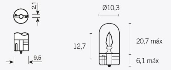 Ampoules Tecnium T10 12V 3W - x10