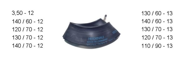 Tuyau Heidenau 12/13 pouces, valve 34G, 3.50,110/100-,110/90-,120/80-,130/80-,120/70-,130/70-,140/
