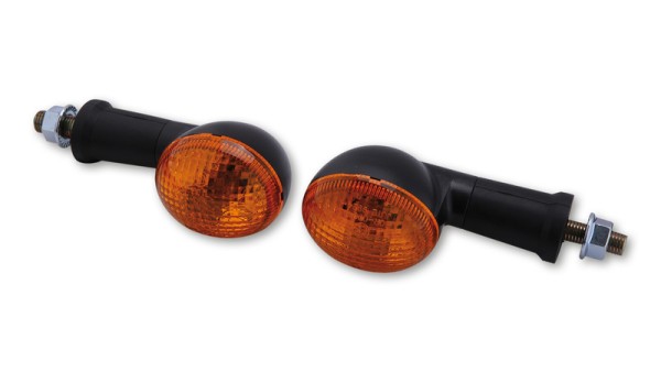 HIGHSIDER Smart Oval ampoules mini-clignotants boîtier noir / lentille orange (paire), avant & arrière