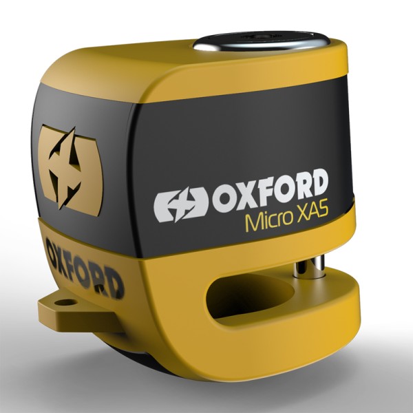 Oxford Micro XA5 Antivol de frein à disque d'alarme - Jaune/Noir