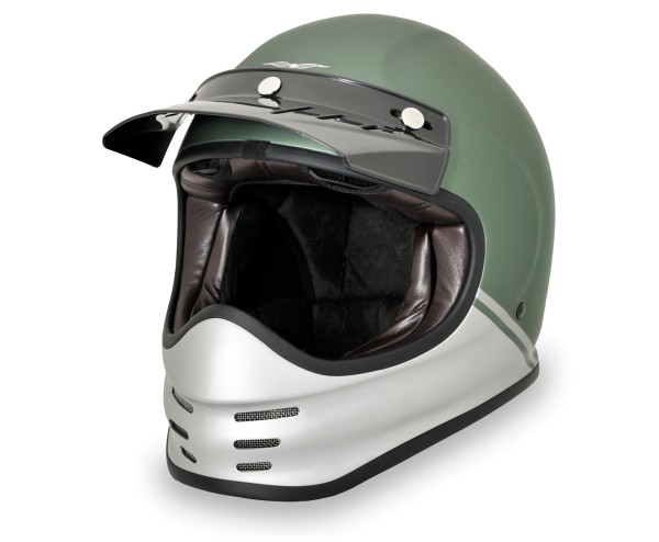 Casque Moto Guzzi Adventure Vintage - vert / argent mat