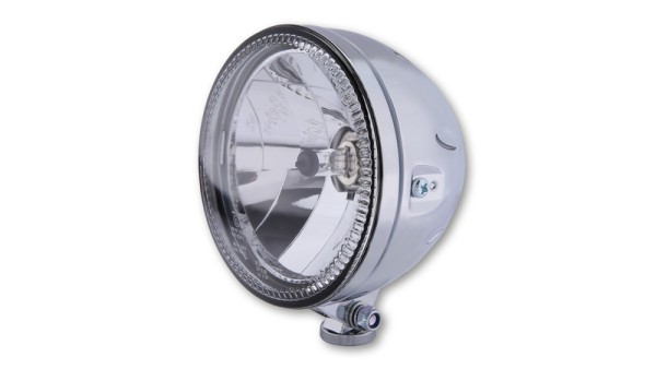 HIGHSIDER pro 5 3/4 pouces phare principal Skyline H4 chrome anneau de feu de position LED, E-approuvé (1pc)