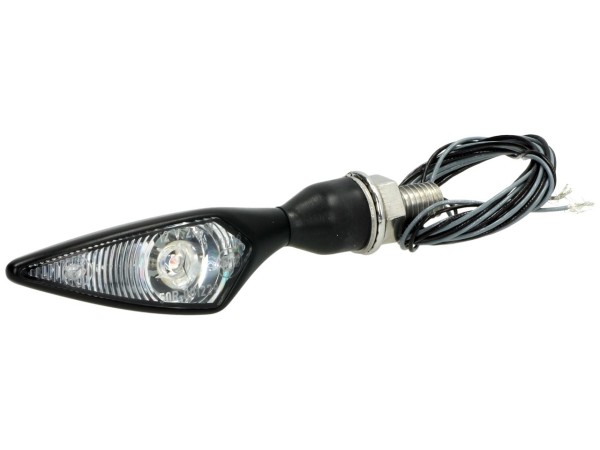 Clignotant Kellermann, losange, acier, LED, VR/HL, 12 V, noir satiné, M8x20, homologué E