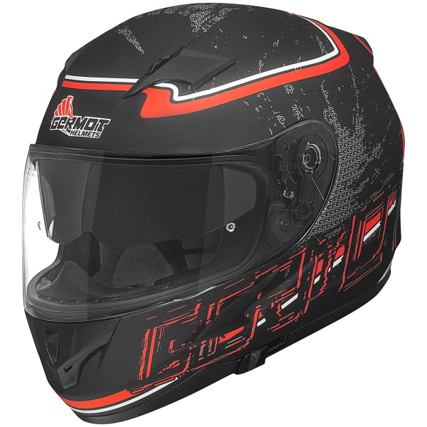 Germot casque intégral GM 306, noir mat/rouge
