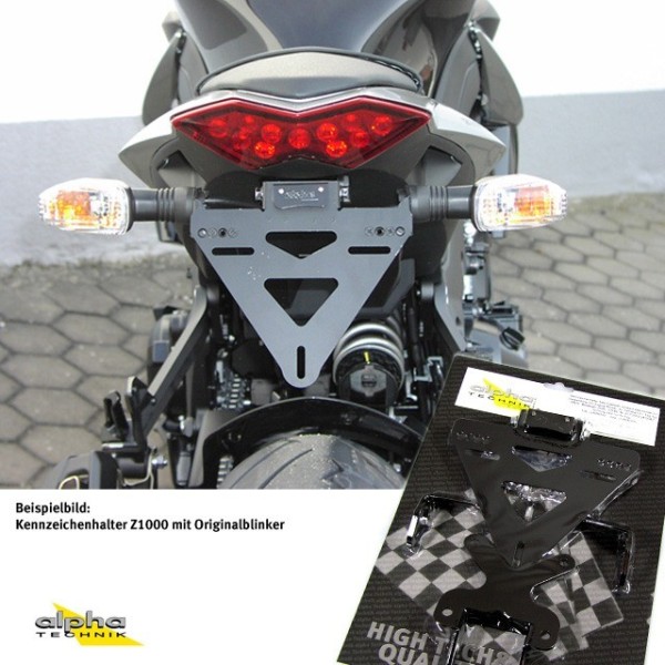 alpha Technik Kennzeichenhalter Kawasaki Z1000; Typ ZRT00D; Modelljahr 2010-
