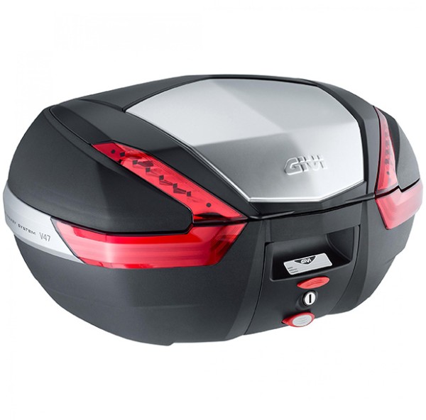 V47 MONOKEY Topcase 47 litres noir / alu avec réflecteurs rouges d'origine Givi