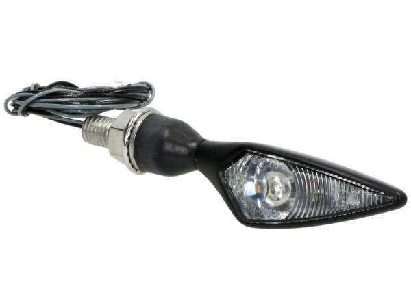 Clignotant Kellermann, losange, acier, LED, VL/HR, 12 V, noir satiné, M8x20, homologué E