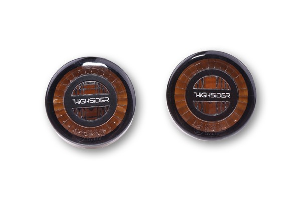 HIGHSIDER Pro Rocket LED Clignotants boîtier noir / lentille gris fumée (paire), avant & arrière