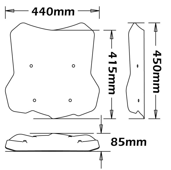 Pare-brise central sur supports d'origine pour BMW F 850 GS (18-21), transparent