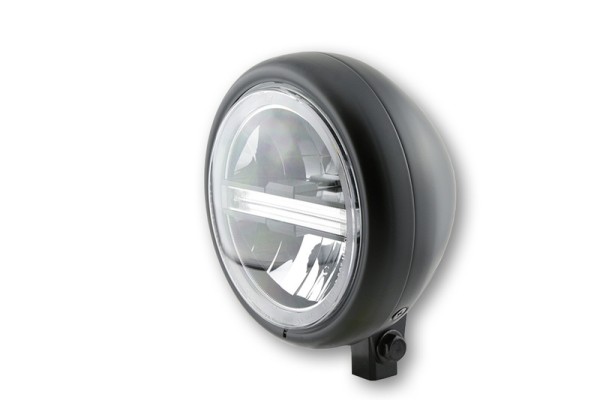 HIGHSIDER pro 5 3/4 pouces Phare Pecos type 6 LED noir mat Avec TFL, E-approuvé (1pc)