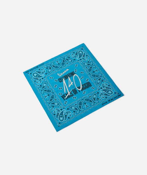 Bandana Vespa "140 ans de Piaggio" bleu blanc
