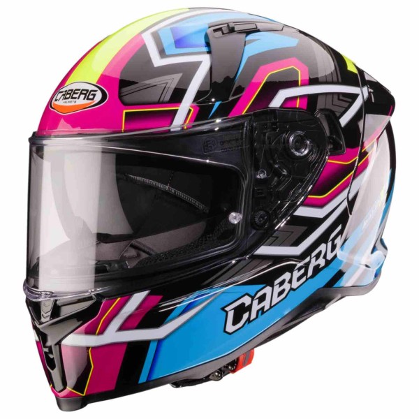 Caberg casque Avalon X Brama noir/bleu clair-fluo-jaune-fuchsia