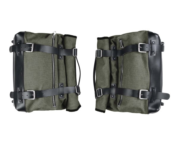 Kit de sacoches latérales, vert, toile pour Moto Guzzi V9 Roamber / Bobber / V7 850 2021-